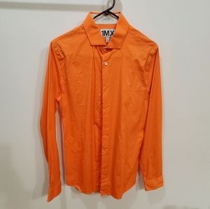 Express 1MX Limited Edition Extra Slim Fit Orange Button Down Shirt Men's Size M